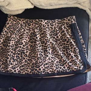 Joy Lab Leopard Print Mini Skort with Black Trim - Taupe/Black